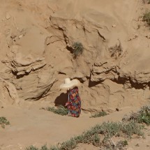 Lady in a sandy gorge
